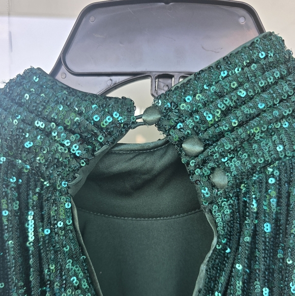$168 Eliza J Women Sequinned Blouson Shift Dress Sz 8 Green Cocktail Party NWT - Picture 14 of 15